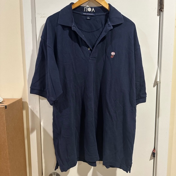 Greek Embroidered Navy Polo - Picture 1 of 4